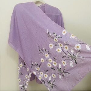 Lavender Floral Embroidered Shawl. NWOT